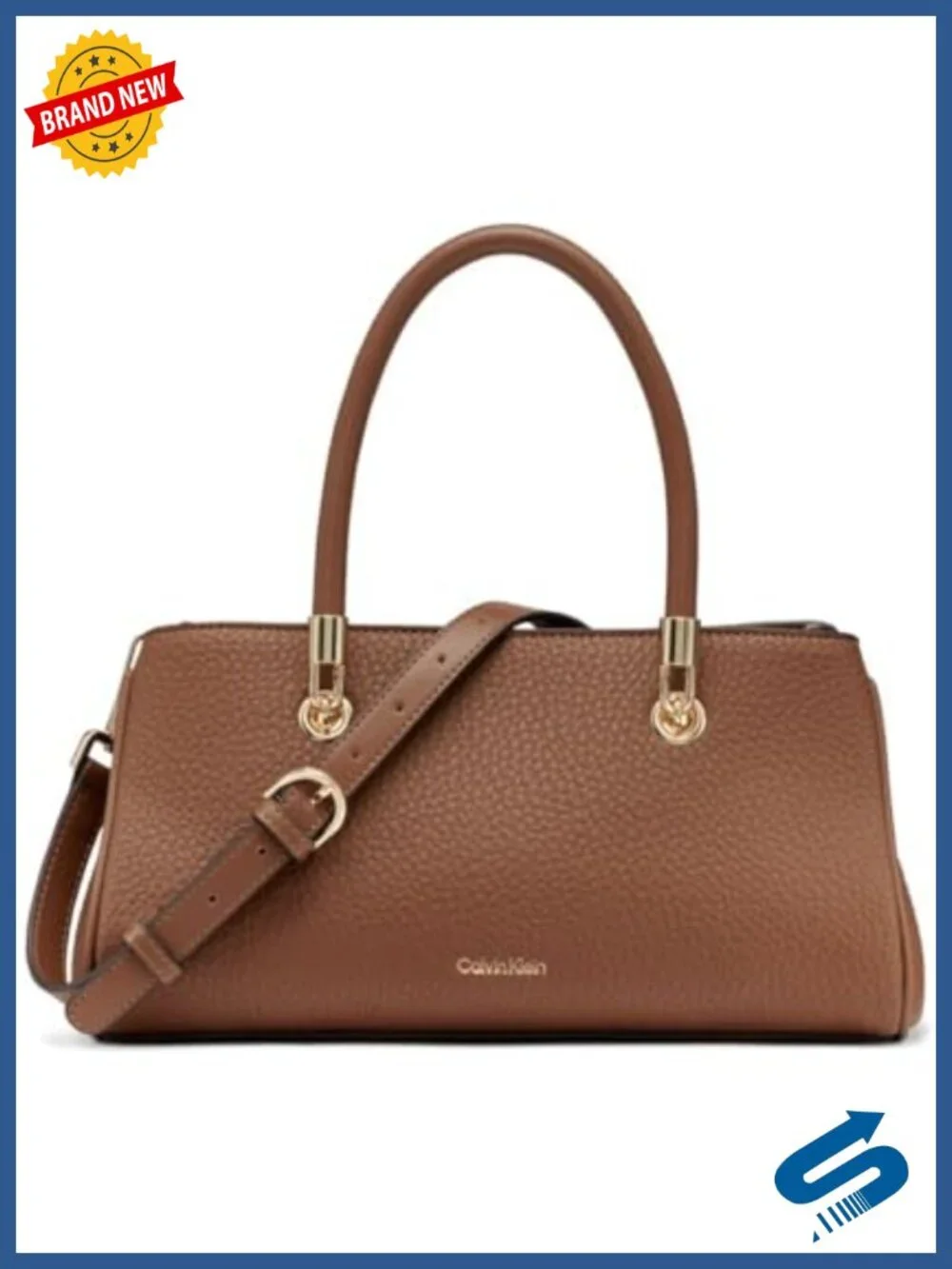 Vegan Leather Satchel with Removable Crossbody Strap